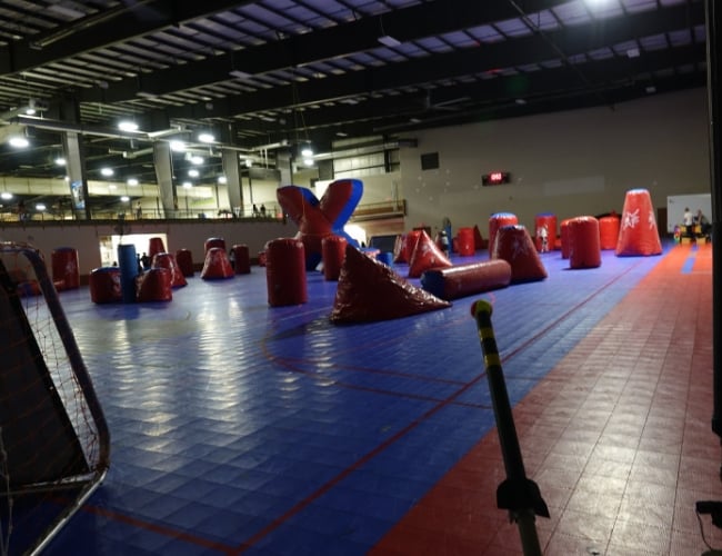 Merrill Dunes Paintball and Laser Tag – Lights Low In The Soccer Centre.